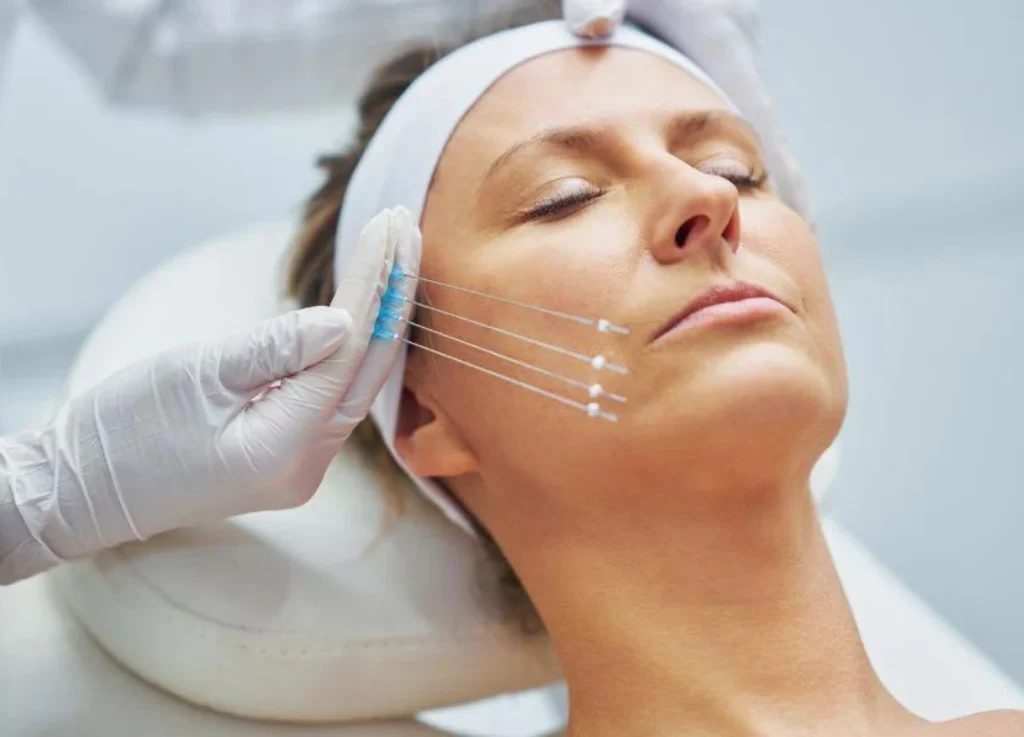 Woman Receiving Advanced Facial Cosmetic Treatment